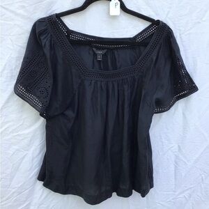 J. Crew Black Eyelet Blouse